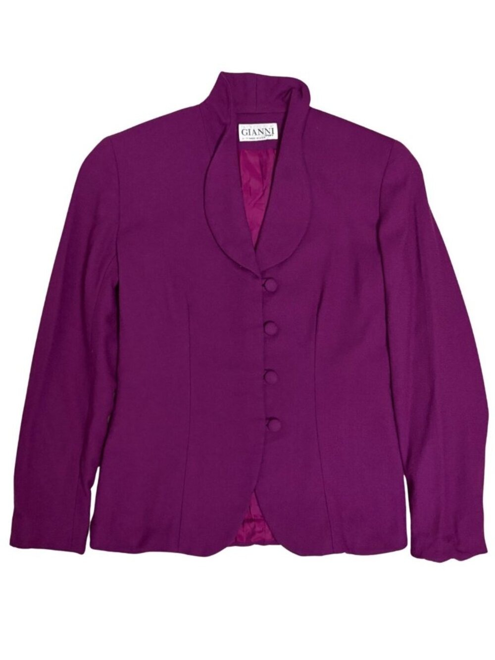 GIANNI Vintage Blazer Pure Wool Luxury Designer Business Casual Jacket Womens 4